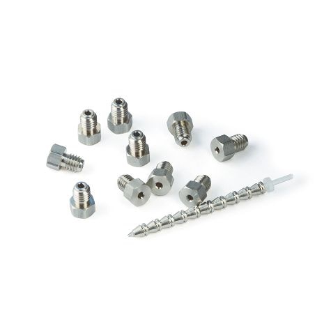 Restek Fitting, Stainless Steel, 1/16in Male Nut, 1/16in Front and Back Ferrule Set, 10pk