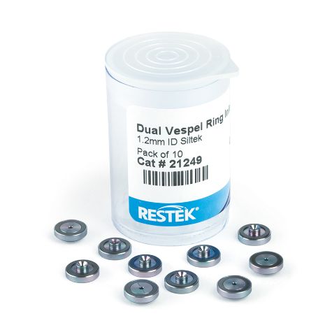 Dual Vespel Ring Inlet Seals, 1.2 mm, Siltek Treated, for Agilent GCs, 10-pk.