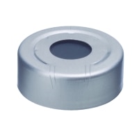 Aluminum Crimp-Top Pressure Release Seals and PTFE/Gray Butyl Rubber Septa, Silver, Preassembled, 20 mm, 1000-pk.