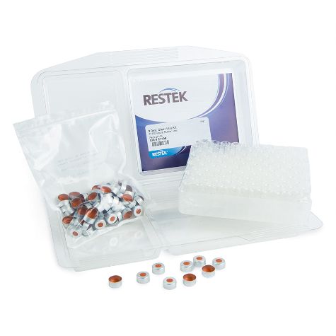 Crimp Vial Convenience Kit, PTFE/Natural Rubber Septa, Untreated, Clear w/Silver Cap, 2.0 mL, 11 mm, 100-pk.