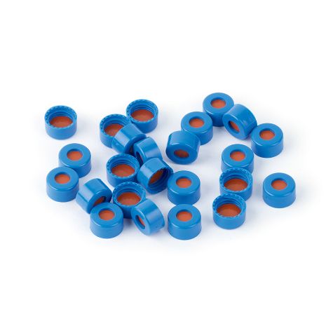 Restek Caps, Short Screw, 9mm Blue PTFE/Butyl Rubber Liner Pack of 100