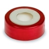 Bi-Metal Magnetic Crimp-Top Caps with PTFE/Silicone Septa, 20 mm w/8 mm Hole, Red/Silver, Preassembled, 100-pk.