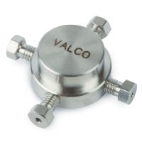 Valco Fitting, Zero-Dead-Volume Internal Cross, 1/16" Tube, 0.75 mm Bore, ea.